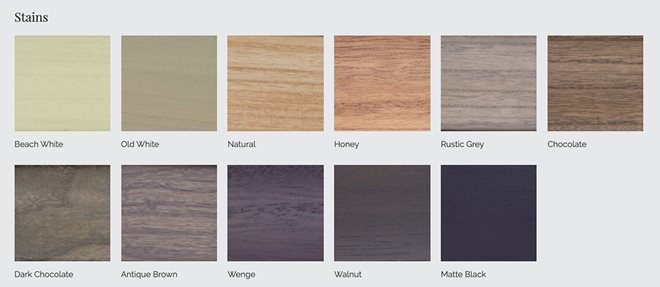 Stains.jpg Shutter wood stain swatches